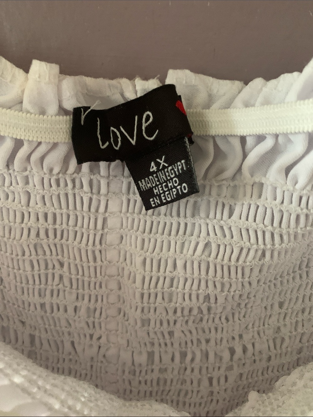 Love White High-Low Smocked Peplum Tunic Sz 4X - Picture 2 of 2